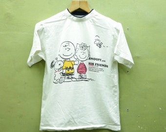 Vintage Snoopy Beagle Charlie Brown T Shirt Peanuts Cartoon Street wear hip hop funky Shirt Size S