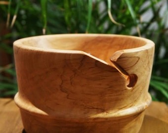 Sustainable, handturned rippled Sycamore yarn bowl.