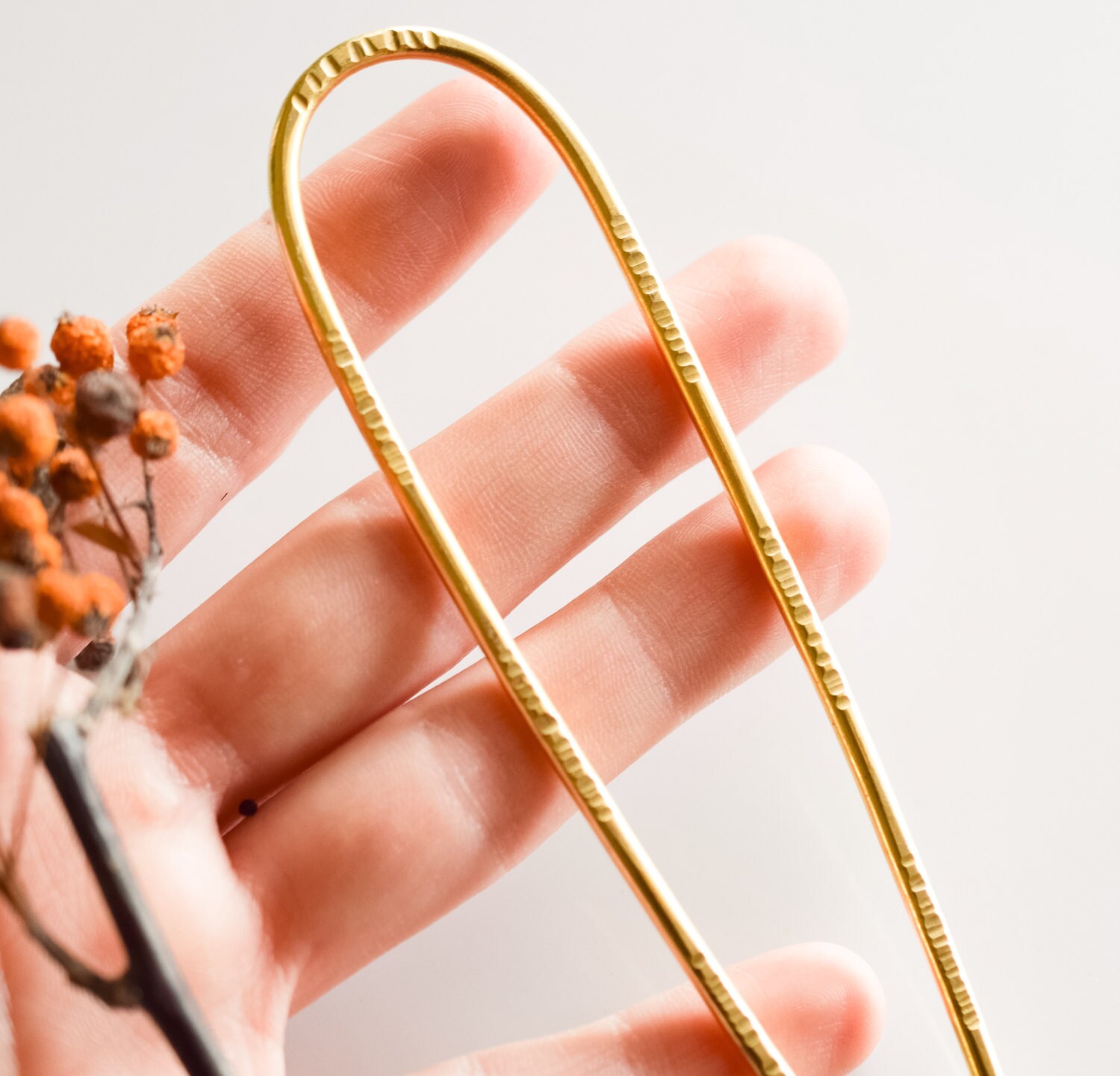 Brass hair pin hammered brass hair accessory silver bun pin