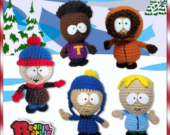 South Park inspired crochet stuffed plush toy amigurumi play set