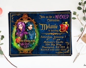 Descendants birthday invitation, Descendants Invitation, Descendants birthday, Descendants invite, Descendants party, Descendants Printable