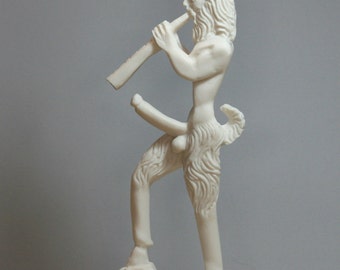 Greek Wild Nature God PAN Faunus Penis Fertility Alabaster Statue Sculpture 11.4in - 29cm **Free Shipping & Free Tracking Number**