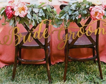 Wedding Chair Sign for Reception - Chiavari Chair Decor - Wedding Chair Signs Decoration - Chair Signs for Wedding - Bride/Groom