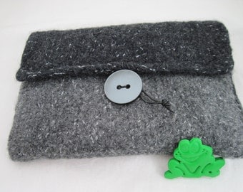 Clutch anthracite knit + felt bag felted wool Lurex