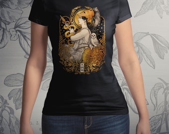 PALLAS ATHENA T-shirt - Art Nouveau Greek Goddess printed in U.S.A Tshirt men women clothing mythology neopagan pagan Medusa Dollmaker