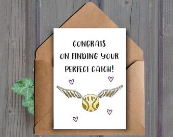 DIGITAL DOWNLOAD, Harry Potter Wedding Card, Printable, Engagement Card, Nerdy Wedding, Harry Potter Theme, Nerdy Bride, Pun, Bridal Shower