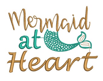 Mermaid at Heart Embroidery Design, beach Embroidery Design, summer embroidery, mermaid embroidery design, Girl embroidery, baby embroidery