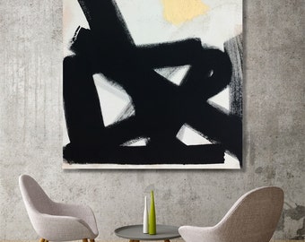 Black and White Abstract Canvas Painting - original art