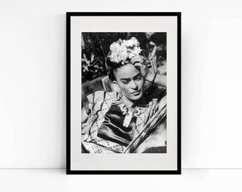 Frida Kahlo Art Print - Frida Kahlo Black and White Photograph