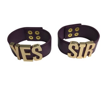 Harley Quinn Bracelets Yes Sir Leather Cuffs Suicide Squad Movie Costume Prop Gift Cosplay Accessory Purple Gold Wristbands Pair Hi Quality