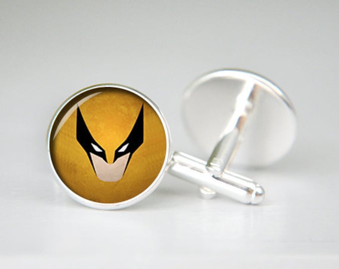 Wolverine cuff links, X-Men Superhero cufflinks, Wedding Groomsmen cufflinks, Novelty Cufflinks, gift for him father, silver cufflinks