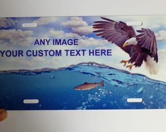 Custom personalized license plate, images, textures, text, and colors
