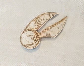 Golden Snitch | Harry Potter Badge | Gift / Present | Laser Cut | Wood