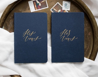 Calligraphy Vow Books, Navy Blue (Set of 2)