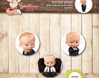 Boss Baby Cupcake Toppers-Instant Download 12 Designs + 9 Ruffles - The Boss Baby Cupcake Toppers, Boss Baby Cupcakes