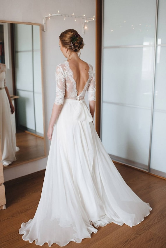 A line wedding  dress  A line style  simple wedding  dress 