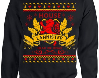 Game of Thrones. Ugly Christmas Sweater. Game of Thrones Sweatshirt. Ugly Sweater House of Lannister. Hear Me Roar. Unisex Sweatshirt