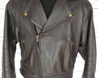 LANGLITZ LEATHERS Columbia GOATSKIN Brown Black Leather Motorcycle Jacket Mens