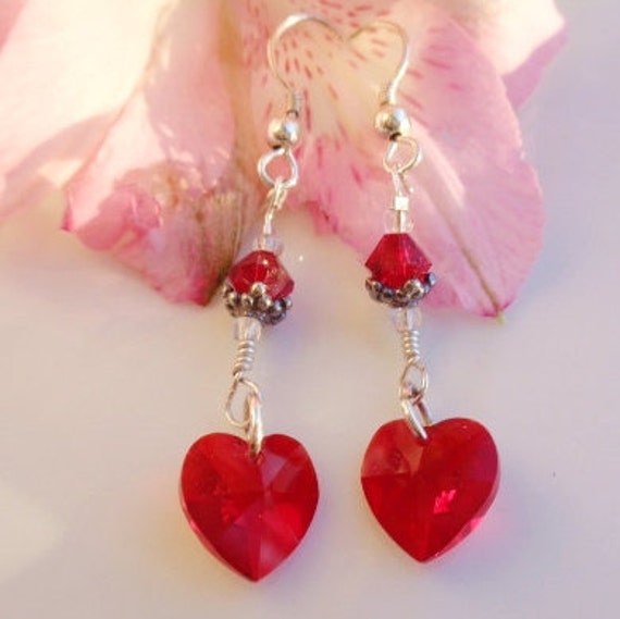 Valentine Swarovski Crystal Earrings Ruby Swarovski Crystals