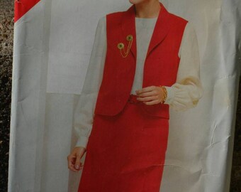 Vintage 80s Sewing Pattern Butterick See & Sew 5461 Mid Length Skirt and Vest