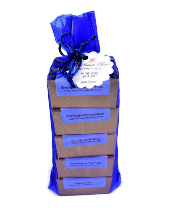 SOAP Gift - Refresh-MINT Soap gift set - soap gift bag - 5 soap vegan gift set