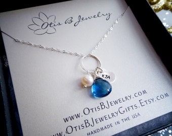 Police wife necklace, blue quartz, eternity necklace with custom badge number, thin blue line, police wives, police mom, law enforcement