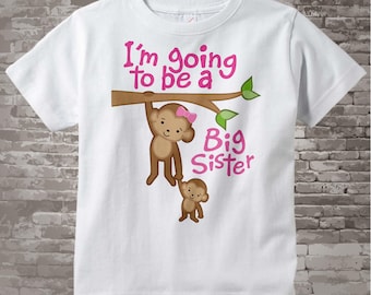 Big Sister Onesie - Big Sister tshirt - I'm Going to Be A Big Sister Onesie - Big Sister Announcement Shirt -Monkey Jungle Theme 12132011a