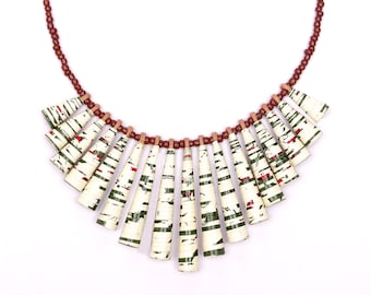 Garden necklace - Simple Jewelry - Earthy jewelry - First anniversary gift for wife - 1st anniversary gift for her - Paper bead necklace