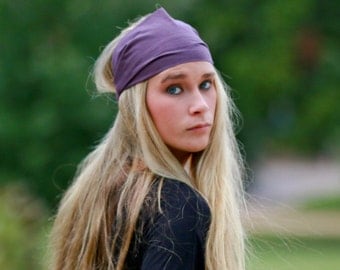 Plain Headband, Eggplant Purple Headband, Ladies Head Scarf, Solid Head Wrap (#4602) S M L X