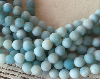 8mm Matte Amazonite Gemstone Mala Bead Supplies - 8mm Round Gemstone Beads - Jewelry Making Supplies (108 beads or 7.5 or 15 Inch Strand)