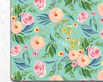 Floral Mousepad Mint Desk Accessories Mint Mouse Pad Mint Office Supplies Mint Cubicle Decor Office Desk Accessories Cubicle Decorations