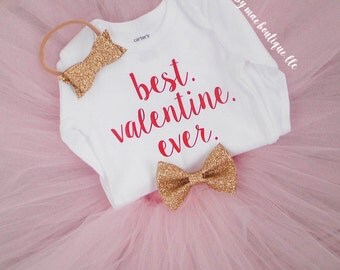 Valentines Day outfit; Best Valentine Ever; Baby Girl Valentine Outfit; Valentine's Day outfit; valentines dress; Sewn Tutu; Glitter