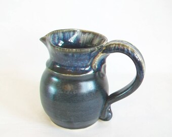 Slate and Cream Stoneware Pitcher - Handmade on the Potters Wheel - Milk Pitcher, Syrup or Cream Pitcher -- Flower Vase - Ready to Ship