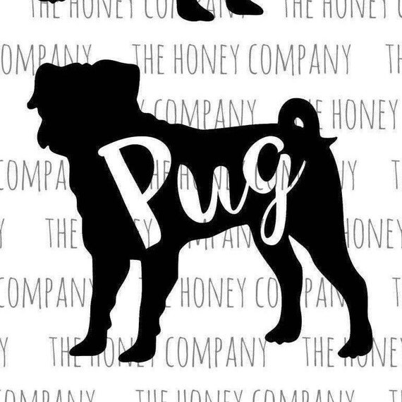 Download Pug SVG PNG DXF Dog Breed Lover Instant Download Silhouette