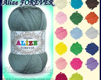 Alize Forever Hypoallergenic yarn. Crochet, lace weight, super fine, 3 ply, size 10 crochet thread, SALE Colour of your choice. DSH
