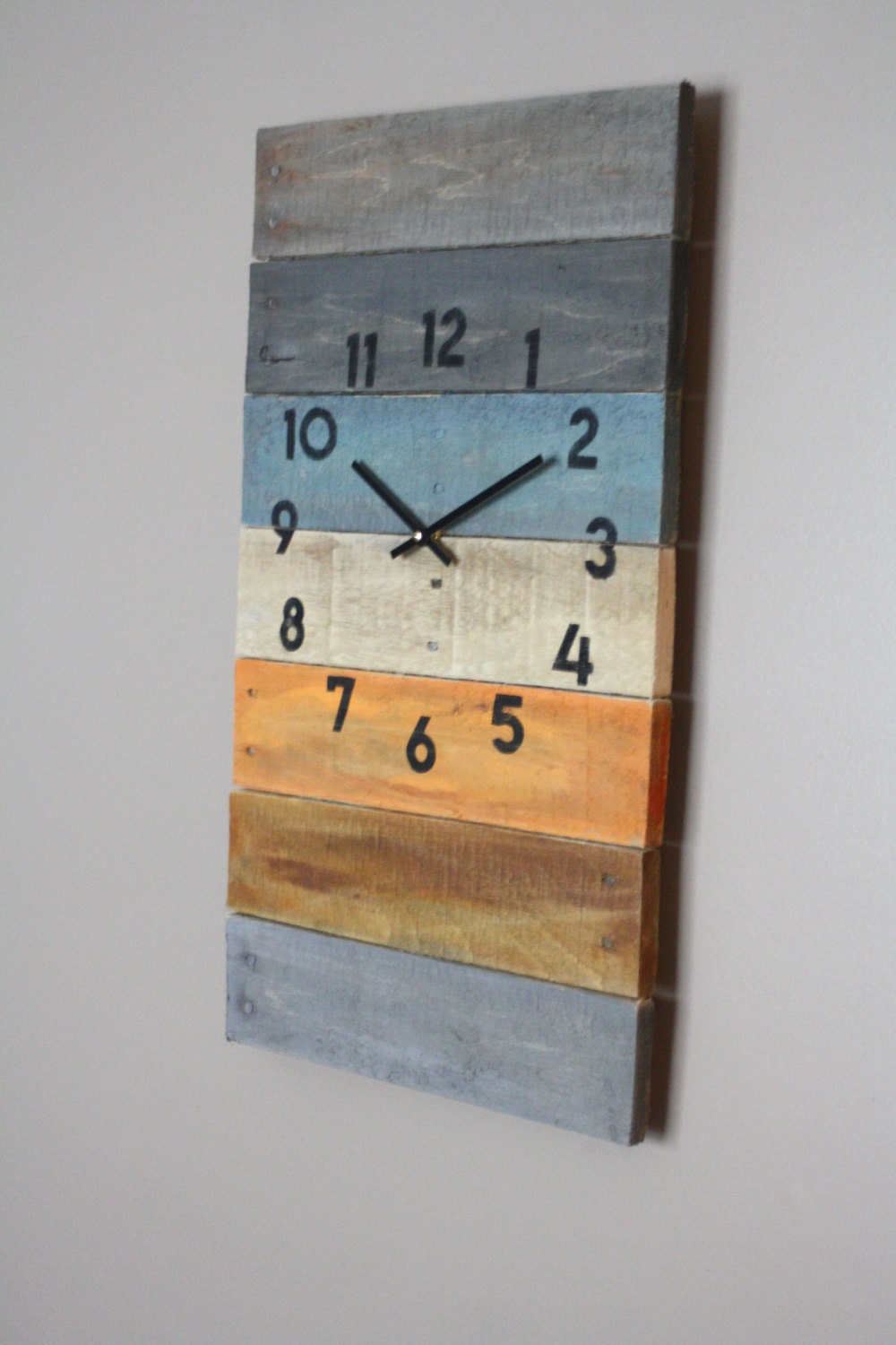 RECTANGULAR reclamied Wall Clock. Modern Coastal. Hip