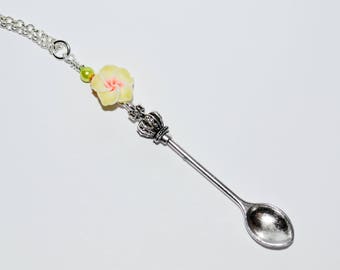 Spoon Jewelry, Silver Spoon Necklace, Flower Spoon Jewelry, Silver Spoon Charm, Spoon Theory Jewelry, Spoonie Gift for Her, Spoonie Necklace