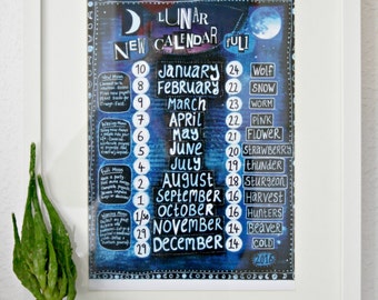Magical 2017 lunar calendar, DIGITAL DOWNLOAD