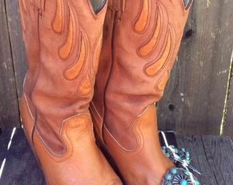 Women's Vintage Retro 70's Frye Cowgirl Boots Leather Size 8