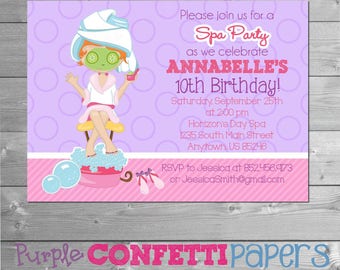 Spa Birthday Invitation, Spa Invitation, Spa Invite, Spa Party, Spa Theme, Spa Party Invitation, Spa Party Invite, Spa Birthday, Printable