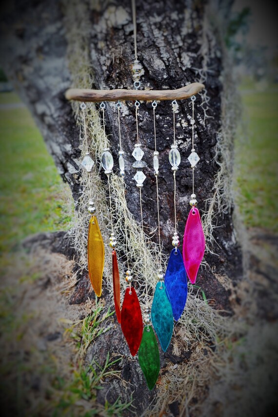 Glass Leaf Sun Catcher Wind Chime Rainbow Glass Leaf Sun Catcher Wind Chime