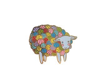 Yarn Sheep Enamel Pin Lamb Enamel Pin - lamb pin- knitting pin - lamb pin lapel pin hat pin - Yarn hard enamel pin