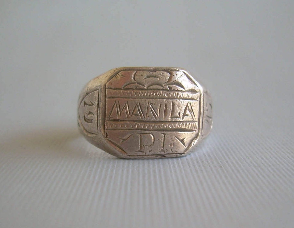 1945 WWII Manila Philippines Ring Size 9.75-Vintage Antique