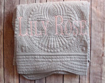 Monogrammed Baby Quilt, Baby Girl Quilt, Baby Name Quilt, Baby Blanket, Monogrammed Gift, Christening Gift, Baptism Gift, Baby Shower Gift