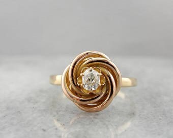 Antique Knot Ring with Old Mine Cut Diamond Center 0CK5Q1-P