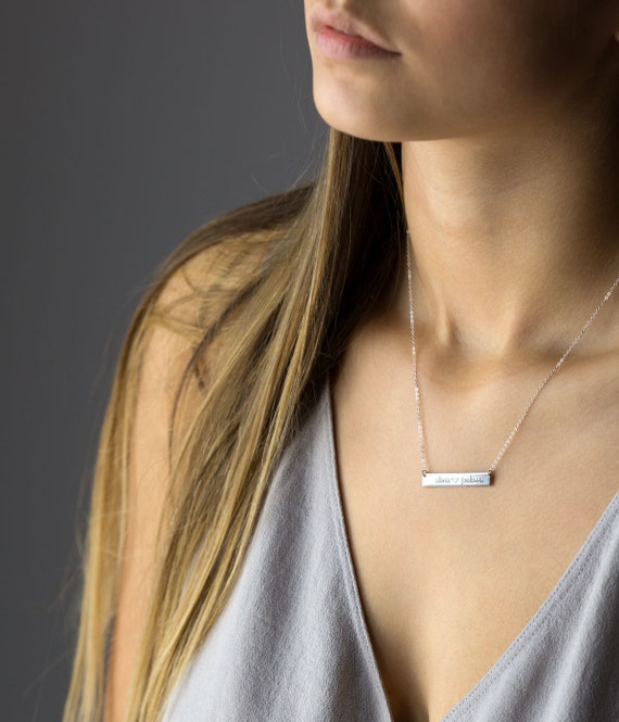 Silver Bar Necklace Personalized Name Bar Necklace