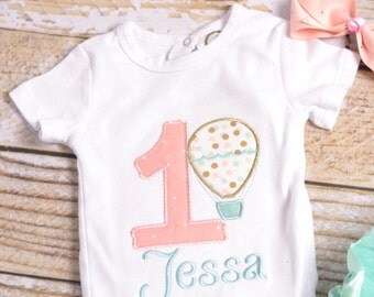 Girls 1st Birthday Hot Air Balloon Outfit - Hot air balloon 1st Birthday Shirt - Girl's 1st 2nd 3rd 4th 5th birthday shirt!
