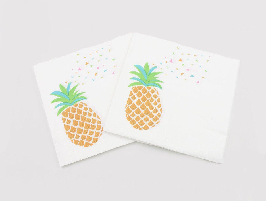 Paper Napkins, Cocktail Napkins, Pineapple Party Napkins, Birthday