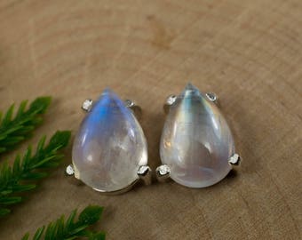 Rainbow Moonstone Sterling Silver Earrings