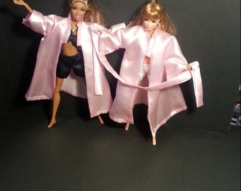 Barbie Robe. Luxurious Satin Robe. Doll Clothes. Handmade Robe. Blythe, Pullip, OOAK Sleepwear. Doll Robe. Barbie Pajamas. House Coat.